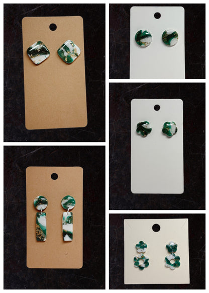 Marble Effect Earrings - Emerald Forest