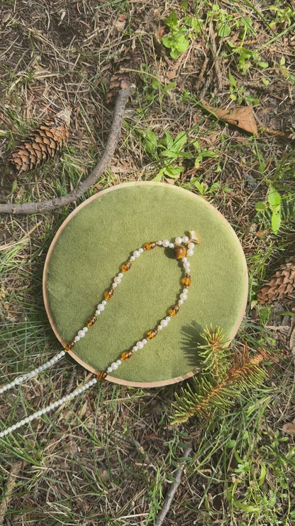 Woodland Glow · Freshwater pearl & Tiger's Eye Necklace
