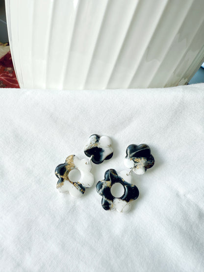 Marble Effects Earrings - Black & Gold