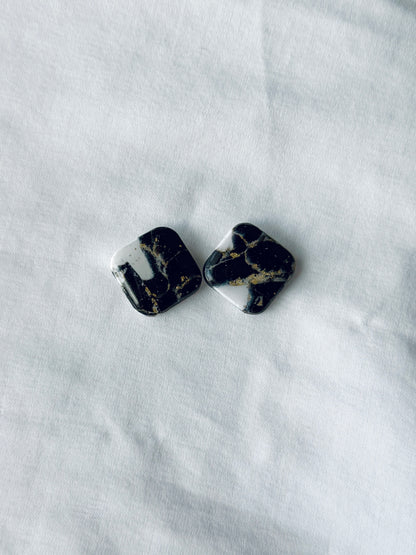 Marble Effects Earrings - Black & Gold