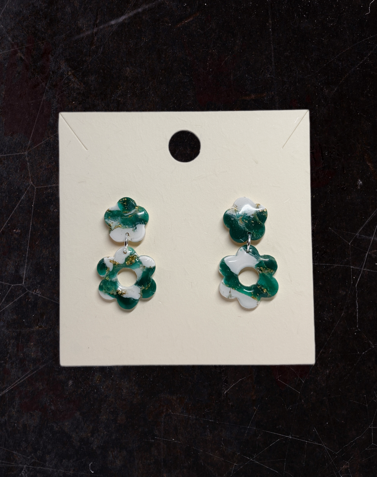 Marble Effect Earrings - Emerald Forest