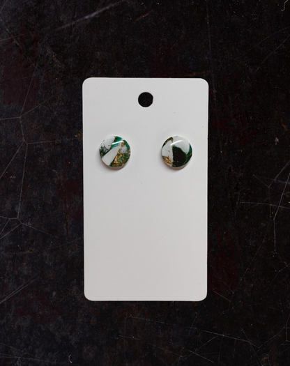 Marble Effect Earrings - Emerald Forest
