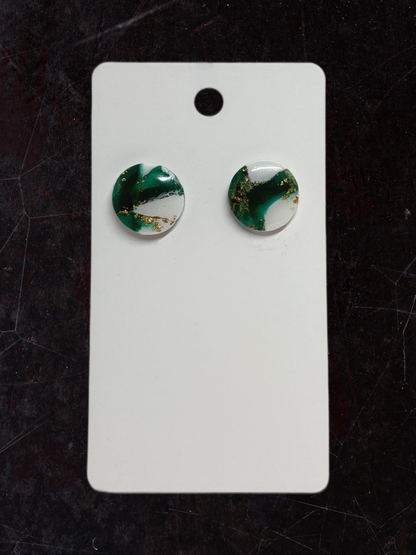 Marble Effect Earrings - Emerald Forest