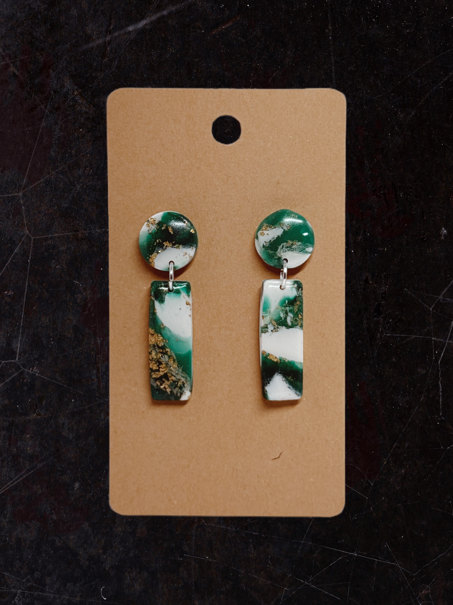 Marble Effect Earrings - Emerald Forest