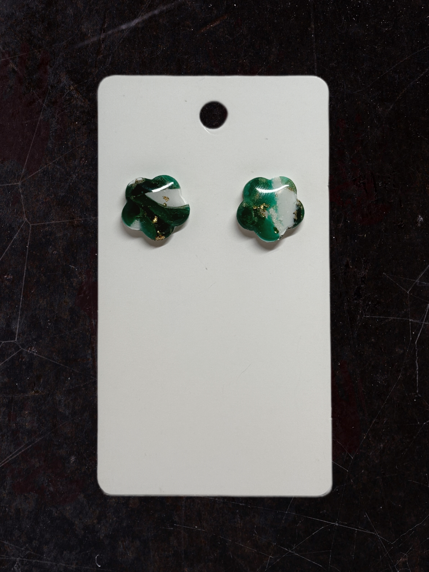 Marble Effect Earrings - Emerald Forest