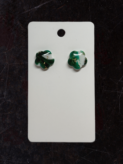 Marble Effect Earrings - Emerald Forest